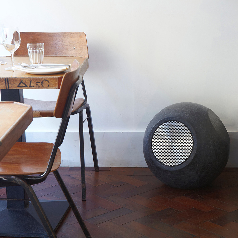 Conscious Forms - orb sculptural concrete loudspeakers white rabbit restaurant